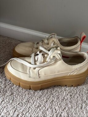 Sorel Cream Leather Platform Sneakers with Gum Outsole